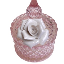Bomboniera matrimonio candela vetro rosa Capodimonte